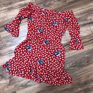 Topshop red floral summer dress